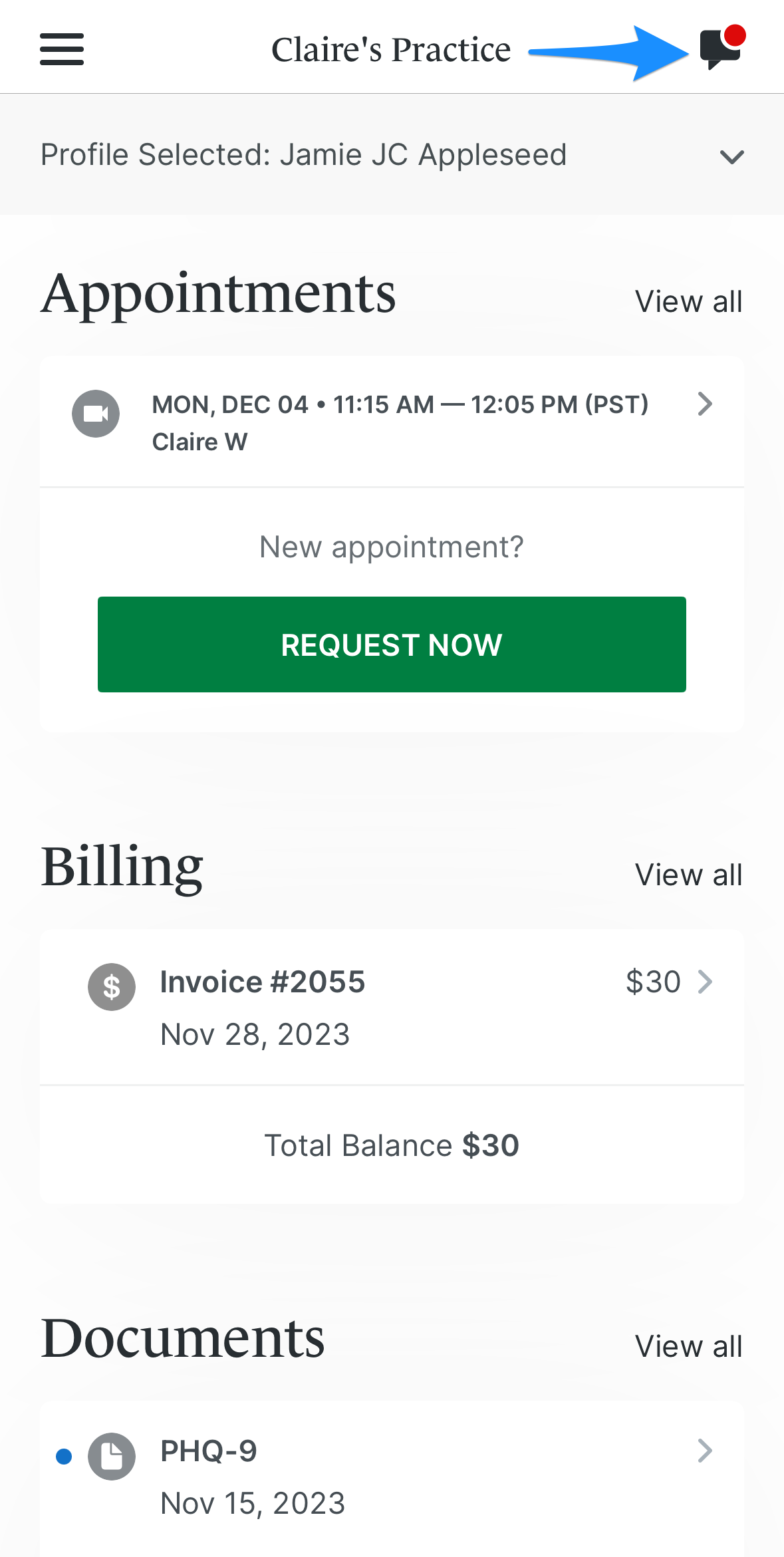 newmessage.simplepractice.clientapp.png